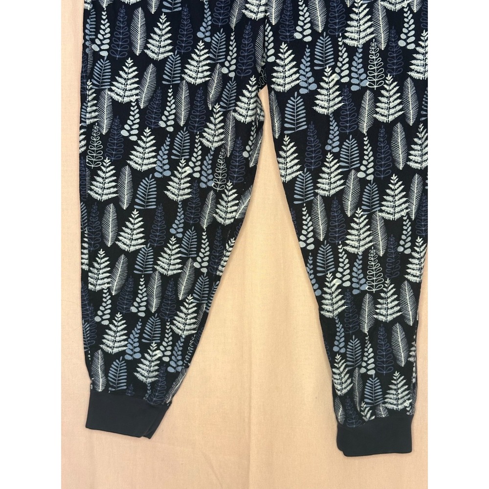 Garnet Hill XL Pajama Pants Organic Pima Cotton Navy Fern Lounge Joggers Pull On - Picture 6 of 6